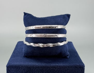 Trio Of Sterling Silver Bangle Bracelets