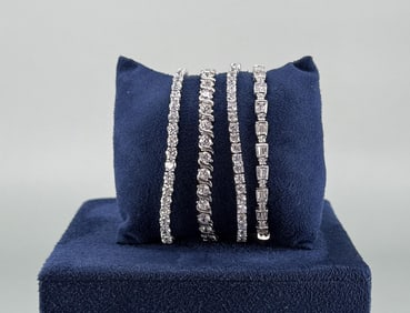 Group Of Sterling Silver CZ Bracelets
