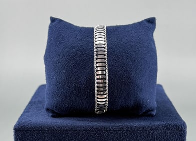Sterling Silver Flat Panel Link Bracelet