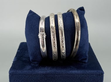 Group Of Sterling Silver Bangle Bracelets