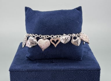 Jewelry Creations Sterling Heart Charm Bracelet