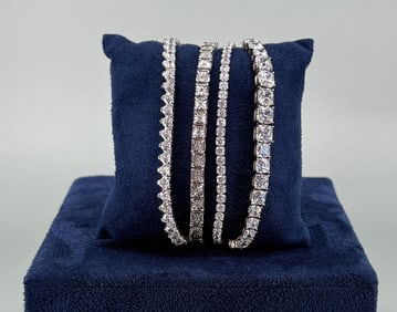 Group Of Sterling Silver CZ Tennis Bracelets