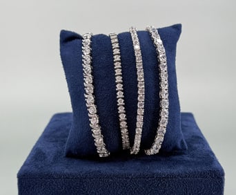 Group Of Sterling Silver CZ Tennis Bracelets