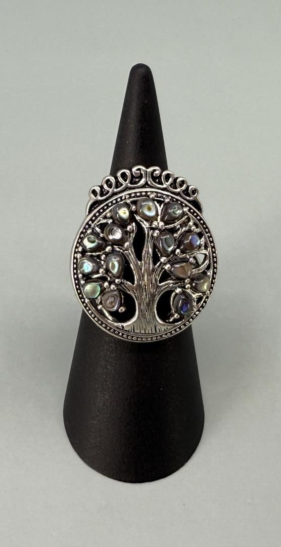 Bella Luce Sterling Silver Tree of Life Ring: 12.08 grams. Size 6.