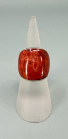 Bella Luce Sterling Silver Red Coral Ring