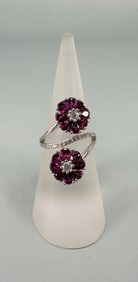 Bella Luce Sterling Silver Ruby Flower Ring