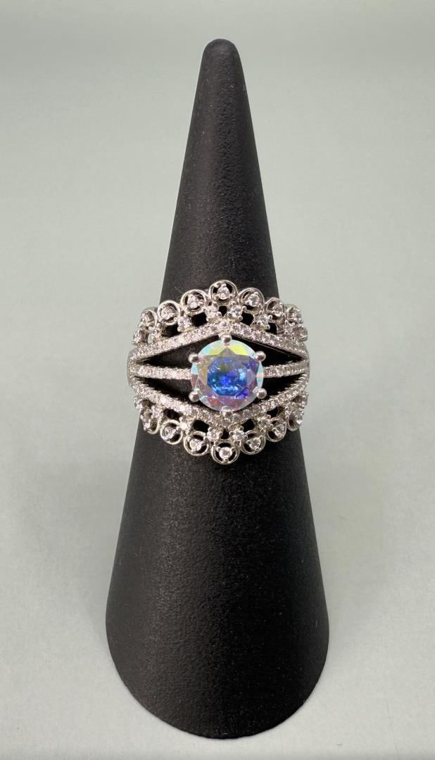 Sterling Silver Mystic Topaz Ring: Size 6