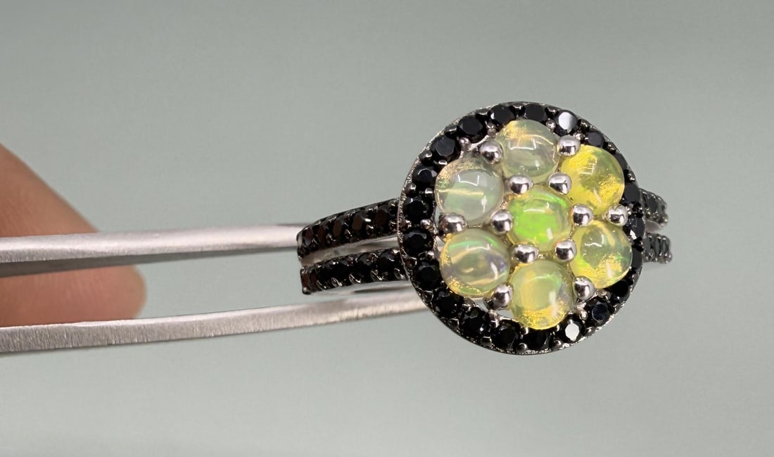 Sterling Silver Ethiopian Opal Black Spinel Ring (1 of 7)