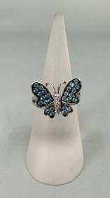 Samara Sterling Silver Blue Topaz Butterfly Ring