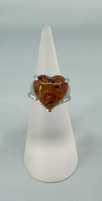 Bella Luce Sterling Silver Amber Heart Ring