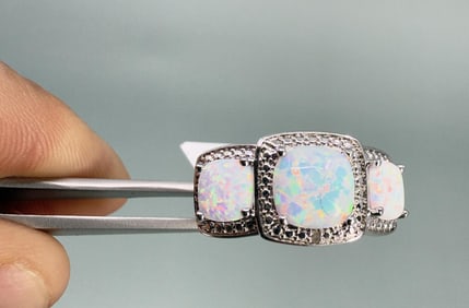Bella Luce Sterling Silver White Opal Ring