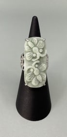 Bella Luce Sterling Silver Green Jade Ring