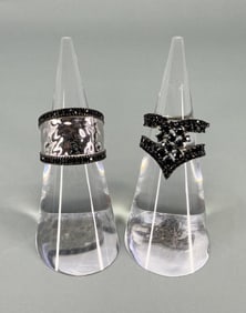 Sterling Silver Black Spinel Rings