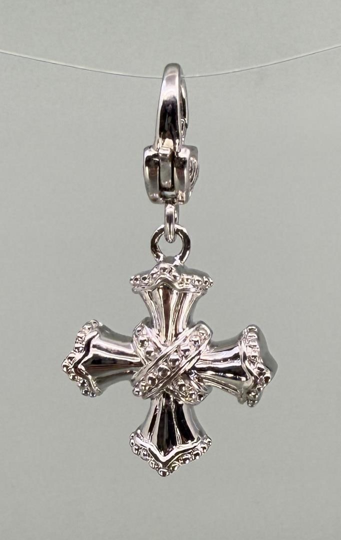 Judith Ripka Sterling Silver Cross Charm: 1 1/2" long.