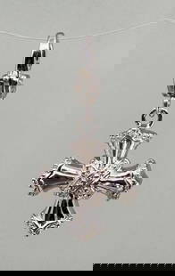 Judith Ripka Sterling Silver Cross Charm: 1 1/2" long.