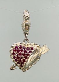 Judith Ripka Sterling Silver Ruby Heart Charm