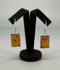 Sterling Silver Amber Earrings