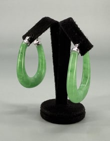 Sterling Silver Green Jade Earrings