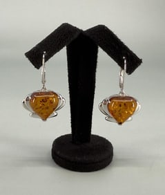 Sterling Silver Amber Earrings