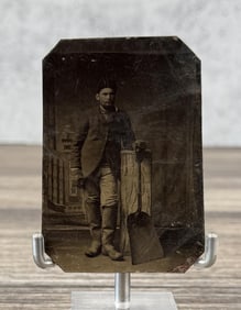 Occupational Tintype Photo of Railroad Stoker