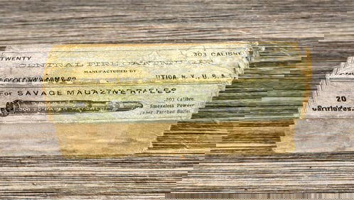Savage Magazine Rifle .303 Brass Ammo Box