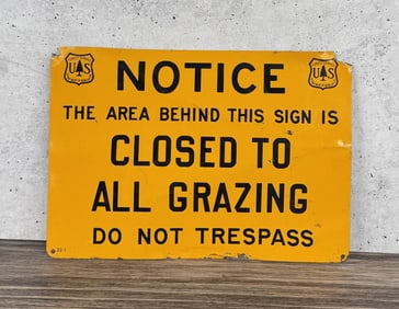 USFS US Forest Service Closed Grazing Sign