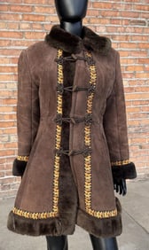 Vintage Shearling Suede Leather Penny Lane Jacket