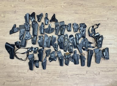 Large Group Of Black Leather Holsters