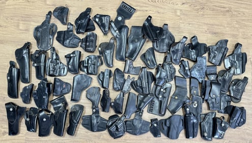 Large Group Of Black Leather Holsters