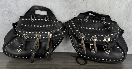 Vintage Harley Davidson Auburn Leather Saddlebags