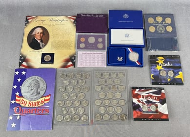 Collection of State Quarters and Coins
