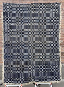 Antique Overshot 2 Piece Jacquard Coverlet