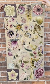 Antique Primitive Massachusetts Fruits Hooked Rug