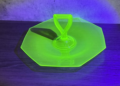 Depression Uranium Glass Serving Platter