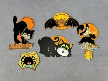 Group Of Die Cut Flocked Halloween Decorations