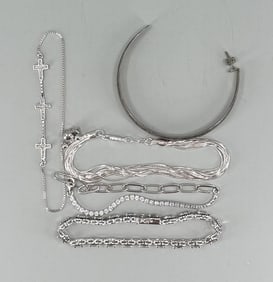 Collection of Sterling Silver Bracelets Earring
