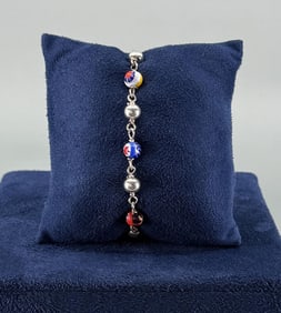 Sterling Silver Millefiori Glass Bead Bracelet
