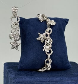 Sarda Sterling Silver Bracelet and Pendant