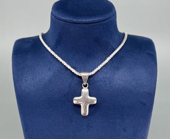 Silpada Puffy Cross Sterling Silver Necklace
