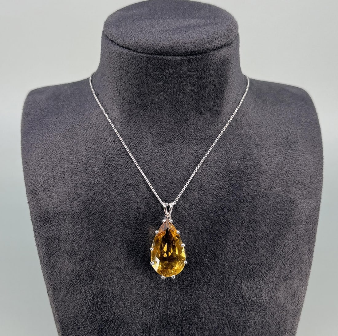 Bella Luce Sterling Silver Citrine Necklace: 10 1/8" long.