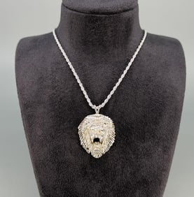 Sterling Silver Lion Head Necklace