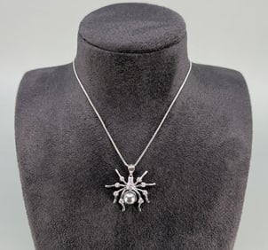 Bella Luce Sterling Silver Pearl Spider Necklace