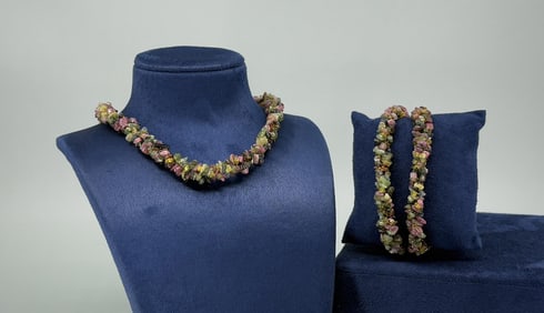Garnet Peridot Necklace and Bracelets