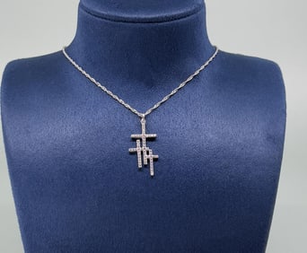 Charles Winston Sterling Silver Cross Necklace