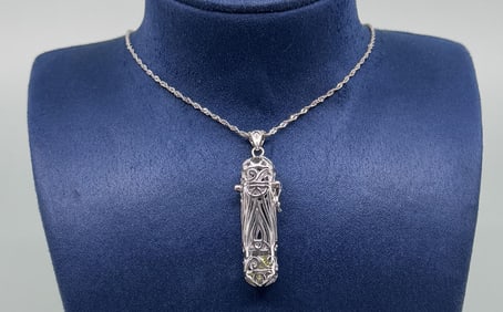 Bella Luce Sterling Silver Peridot Cage Necklace