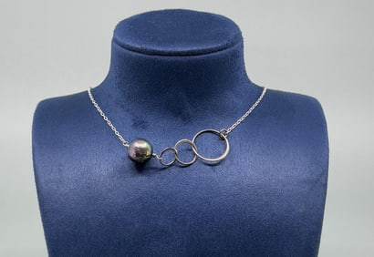 Bella Luce Sterling Silver Tahitian Pearl Necklace