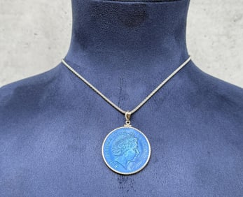 Sterling Silver Titanium Tuppenny Necklace