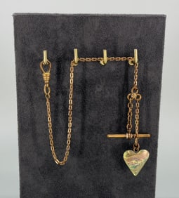 Gold Filled Abalone Heart Pocket Watch Fob