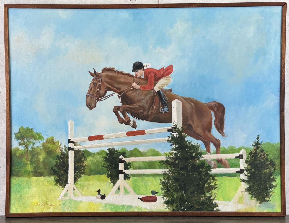 The Hun Show Jumping Horse Oil Painting (1 of 7)