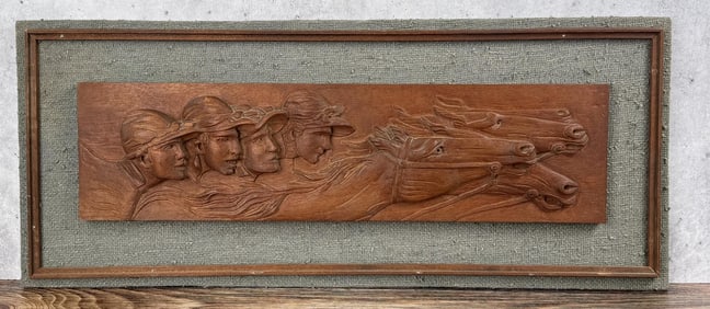 Horse Racing Wood Plaque